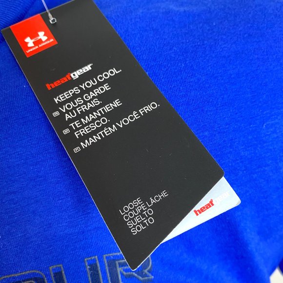 Sale🌿 Under Armour Wordmark Blue Cotton Sh Slv T-Shirt Men Size XXL 1364693 400 - Picture 5 of 7